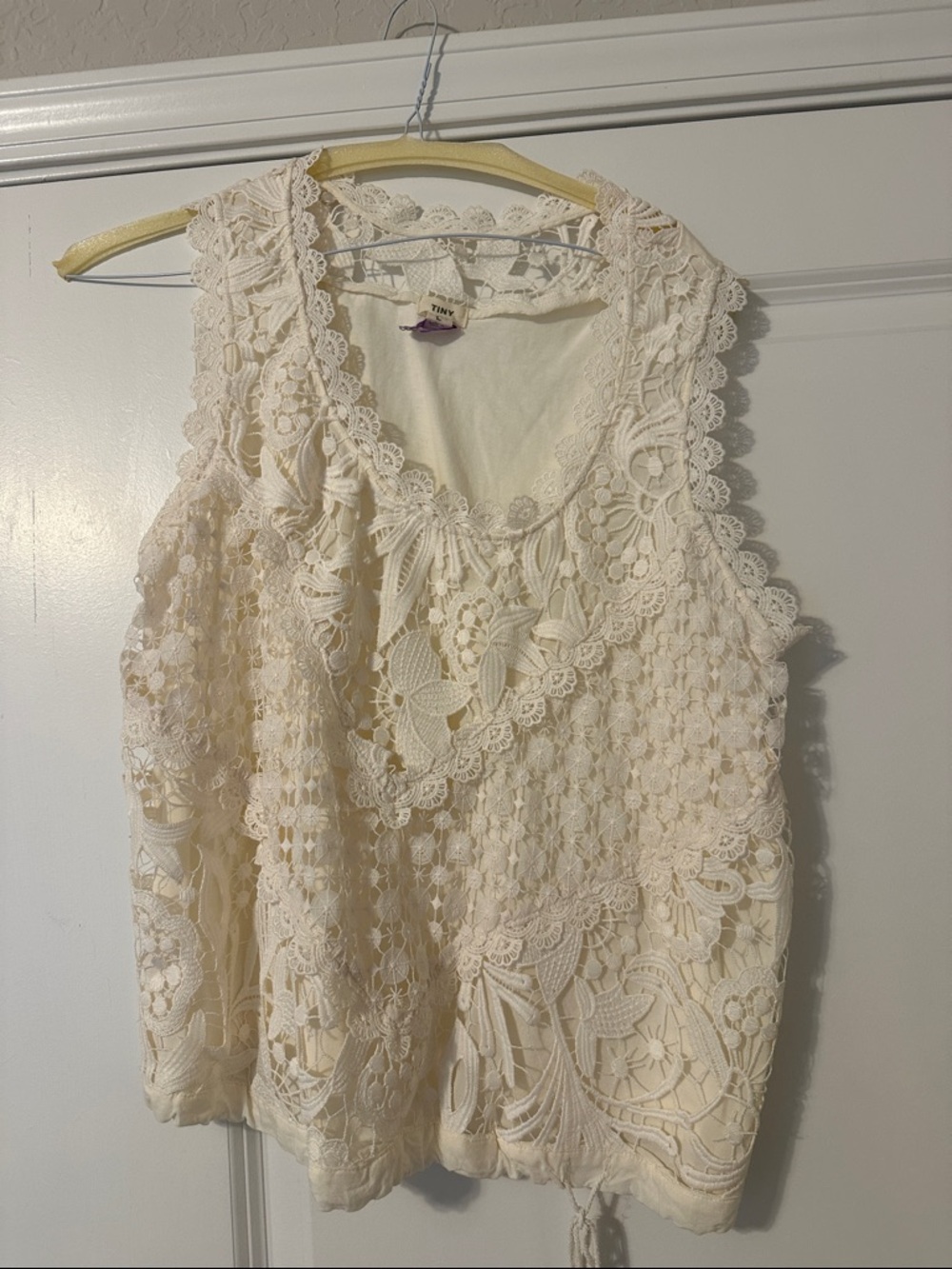 Anthropology TINY Crochet Lace Sleeveless Top in Cream
